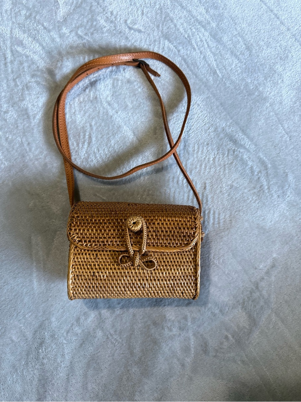 Woven Crossbody Bag in Tan — Classic Straw Style